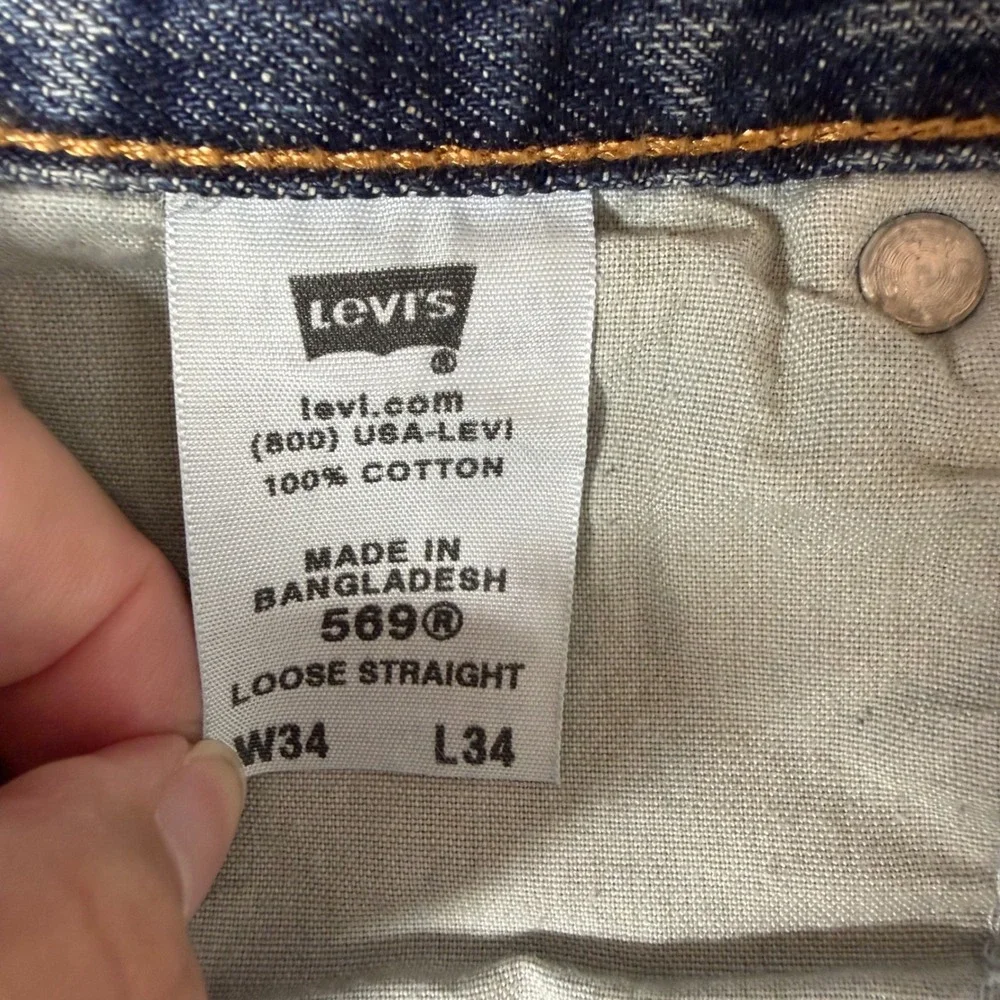 New Levi's 569 Loose Straight Jeans Mens 34x34 Blue Denim NWT Relaxed Fit